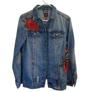 NWT. Boom Boom Embroidered Denim Jacket - S